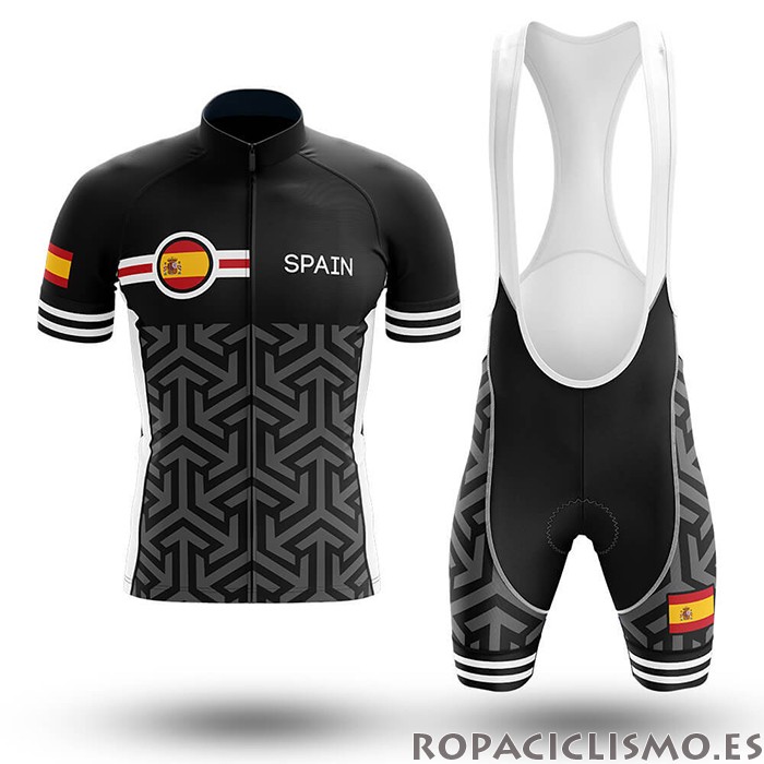 2020 Maillot Campeon Espana Tirantes Mangas Cortas Negro